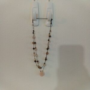 Lia Sophia Two-Strand Necklace with Cream and Brown Beads